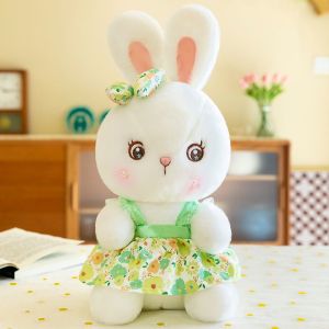 GAN62 30CM Birthday Christmas Lovely Soothing Fluffy Toy Doll Accompany Sleep Appease Doll Simulation Rabbit Bunny Stuffed Doll Skirt Rabbit Doll Stuffed Animal Toys Rabbit Plush Toys