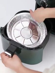 Khay Giấy Bạc Lót Nồi Chiên Không Dầu Lò Nướng  Khuôn Đựng Thức Ăn Thực Phẩm Size 22cm