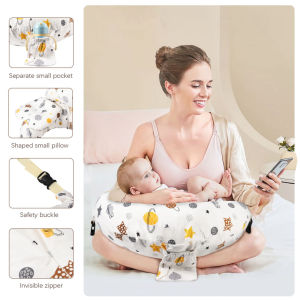 3 in 1 Nursing Pillow for Breastfeeding Multifunctional Breast Feeding Pillow with Adjustable Waist Strap  Baby Pillow and Safety Fence 100% Cotton Removable Pillowcase Pregnancy Gift