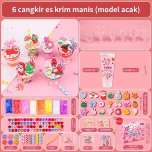 FUNToy DIY lem krim Icecream Making kit/Simulation Cake toys/ Simulasi cangkir makanan penutup cangkir es krim mainan buatan tangan