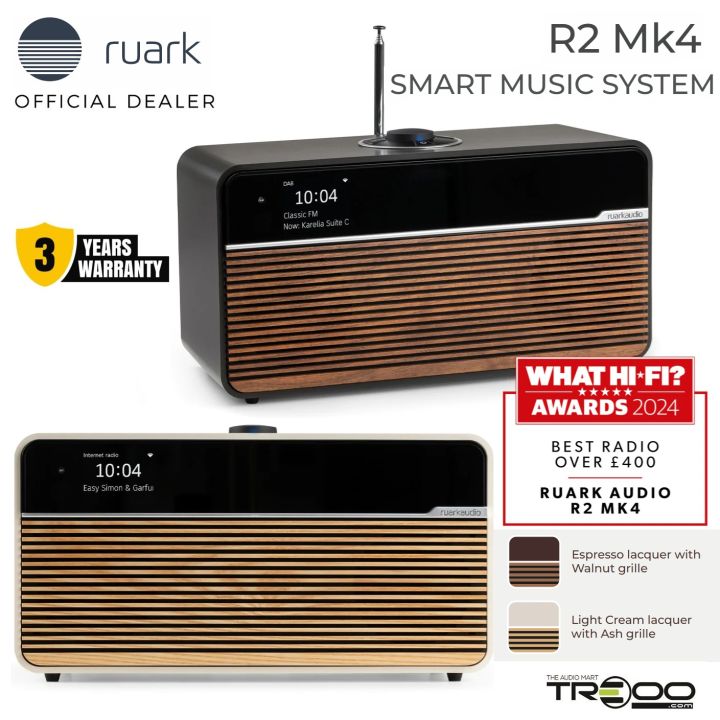 Smart Racker Mk4 Ruark R2 mk4 Wireless Bluetooth & WiFi Desktop Soundbar Smart Speaker ...