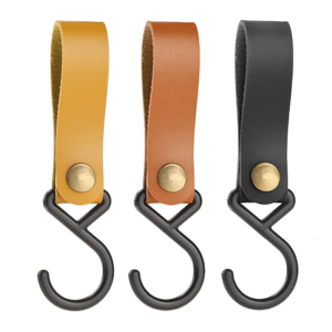 5Pcs S Shape PU Leather Hanger Dangling Strap Holder Storage Hook Home Storage Organizers Outdoor Camping Hook