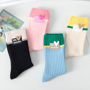 🔥One shoes🔥ถุงเท้าผู้หญิง ถุงเท้าโดปามีนฤดูร้อนบาง ๆ ตกแต่งด้วยลายหัวใจ ถุงเท้าน่องแฟชั่น JK