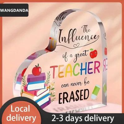 [COD] WANGDANDA Ship within 24 hours 1PC Acrylic Heart Plaque For Teachers Day Gifts Best Teacher Ever Thank YouPaperweight Keepsake Gifts For Teacher Anniversary
