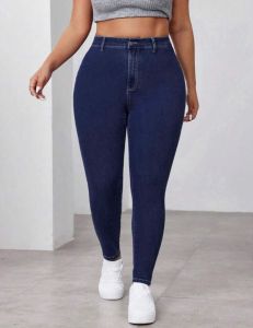 Womens Solid Color Front Button Pockets Casual Skinny Jeans