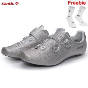 Santic Cycling Shoes Road Cleats Hardness16 Titanium Alloy Sole Auto-Lock Racing Bike Lock Sneakers