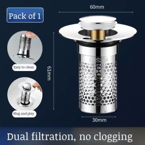 Sink Leak Plugs Filter Push Down Drainer PopUp Core Leak Plugs Washbasin Leak Plugs