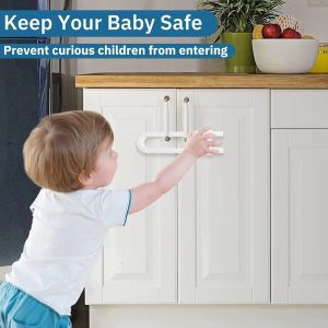 YOCKY Protection Equipment Baby Double Door Cabinet Locks Children Security Protector Plastic Drawer Safety Locks Simple Multipurpose Slot Locks Straps Cabinet