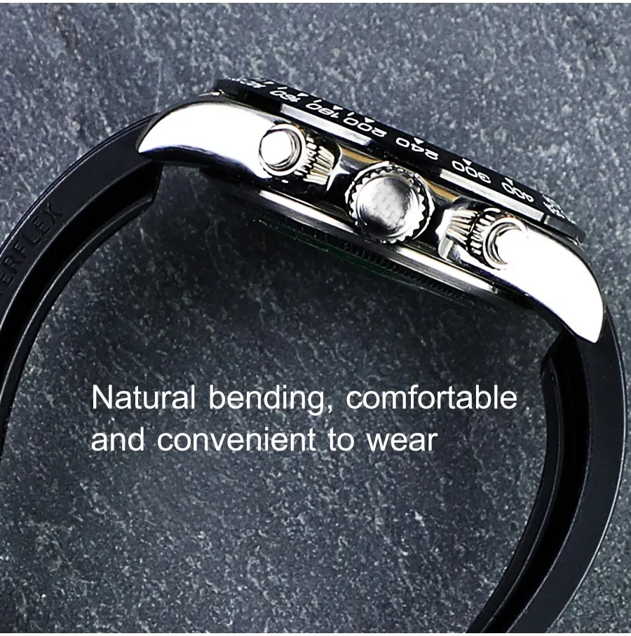 Short 20mm Rubber Watch Band for Rolex Strap Daytona Submariner