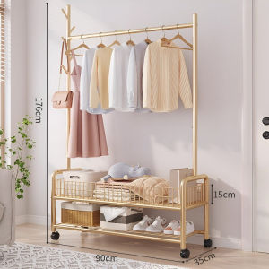 B-Home Drying Rack Single Pole Double Layer Laundry Rack With Wheel Cloth Clothes Rack Hanging Organizer Rak Penyidai Baju Rak penyimpanan 晾衣架