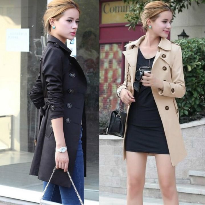 Plus Size S-4XL Women Long Trench Jacket Fashion Casual