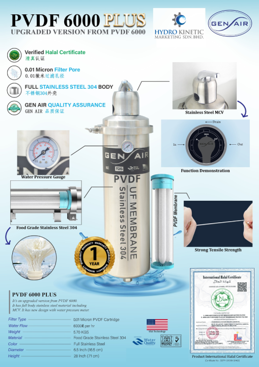 GEN AIR PVDF 6000 PLUS Membrane Outdoor Water Filter SUS 304