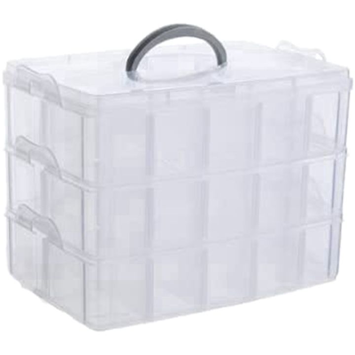 Stackable 3-Tier Clear Plastic Organizer Multi Layer Storage Box