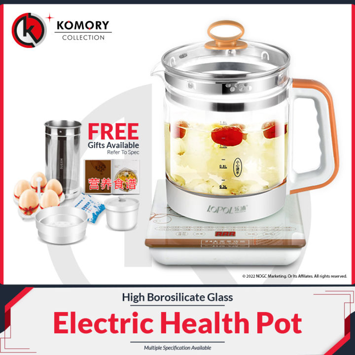 𝓚𝓞𝓜𝓞𝓡𝓨 SUS 304 Safety Glass Electric Kettle Health Pot Automatic Soup