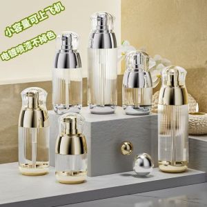 WAPKTY 30ml/60ml/90ml Bình hút chân không Bạc Vàng Có thể nạp lại Chai đựng dung dịch Di động Loại nhấn Bình xịt Du lịch