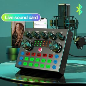 HR1-อินเทอร์เฟซเสียงมิกเซอร์ DJ การ์ดเสียง V8S เหมาะสำหรับการสตรีมสด บันทึกเพลง คาราโอเกะ ด้วยเอฟเฟกต์เสียง 12 แบบ เข้ากันได้กับคอมพิวเตอร์ แล็ปท็อป โทรศัพท์มือถือ และอุปกรณ์อื่นๆ V8S+ Audio Live Sound Card for Phone Computer USB Headset Microphone