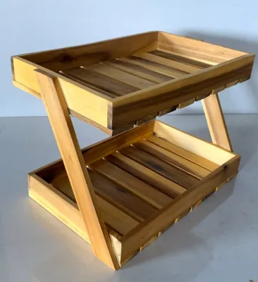 Kệ Gỗ Z 2 tầng để bàn màu gỗ TEAK