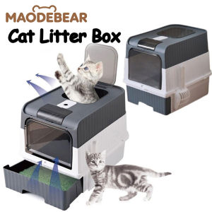 MAODEBEAR Large Cat Litter Box Enclosed Cat Toilet Box with UV Light To Kill Bacteria Besar Tandas Kucing 猫砂盆