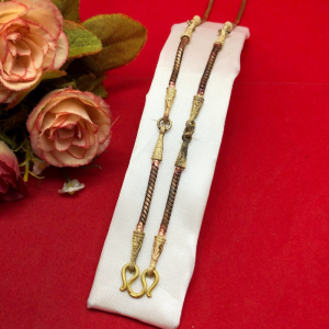 สร้อยคองานดิบทองเหลืองลายกระดูกงูกลมหัวจรวด ห้อยพระได้ 5 องค์ (5ห่วง) ความยาว 28 นิ้ว งานดิบไม่ได้ชุบ ทองเหลืองโบราณ พร้อมส่ง