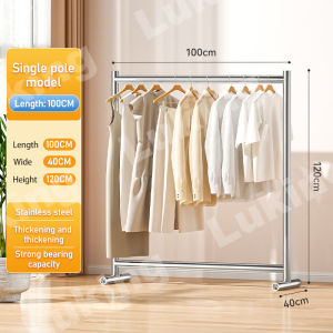 Luking Double Floor Clothes Hanging Rack Strong Steel Laundry Rack Cloth Hanger Floor-standingFolding Coat Rack Household Clothes Hanger Clothes Drying Rod Organizers for Bedroom