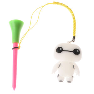 5Pcs random Rubber Golf Tees With Handmade Rope Prevent loss Different Cartoon Pattern Golf Ball Holder And Braided Rope Golf Gift