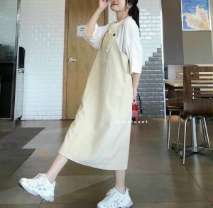 [3 SIZE 46-65KG TÙY CHIỀU CAO] YẾM VÁY DÀI CHẤT KAKI HÀNG VNXK CO GIÃN MỀM TÚI CÁ TÍNH