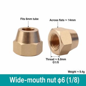 DOOUR Chủ đề đo lường Đai ốc loe Vàng Đồng thau Phụ kiện đồng Độ chính xác cao Hex Ốc ống Máy điều hòa không khí