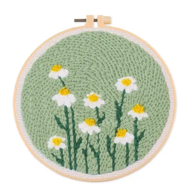 Punch Needle Embroidery Kit with Hoop & Tool | DIY Rug Punch Kit Flower Pattern | Russian Poke Needle Set