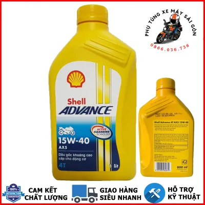 Nhớt Shell Advance AX5 15W40 dành cho xe số shell vàng 15w40 [Mua 5 tặng 1 phểu]