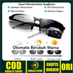 [LAGI POMO] Kacamata Pria Wanita Hitam Polarized Bisa Berubah Warna Untuk Outdoor Riding Paser Ikan Mancing - Kacamata Memancing Ikan Tembus Air - Kacamata Sunglass Fotosensitif Berubah Warna Polarized Anti Silau