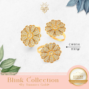 CINCIN EMAS WANITA CINCIN MODEL BESAR MEWAH EMAS MUDA KADAR 375 (8 KARAT) DAN KADAR 300 (6 KARAT) CINCIN BUNGA MEWAH BESAR CWB 56