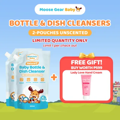 Moose Gear Baby Bottle Cleanser 500ml 2PACKS (Unscented) Antibacterial Resealable Leak Proof Cap