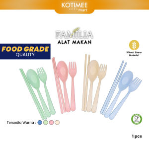 Sendok Garpu Sumpit Alat Makan Cuttlery Set Wheatstraw Jerami Gandum Food Grade