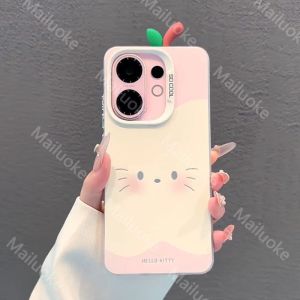 Vivo X200 FE Case Cute Apples branch Kitty Cats Matte Shockproof Case Soft Silicone Edge Phone Case for Girls Students