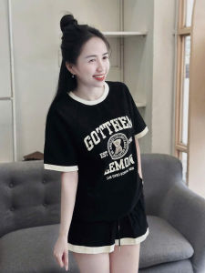 Set đồ đùi chất cotton form rộng mặc nhà thể thao cho nữ đẹp đơn giản đồ mùa hè 40-70kg