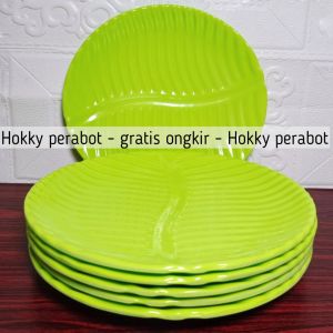 6 PCS PIRING SAJI DAUN ULIR TIMBUL MELAMIN SNI 9INCH