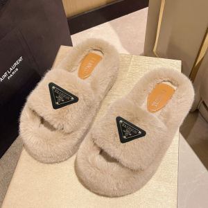 Free Shipping WomenS Thick-Soled Fluffy Slippers For Outdoor Wear In Autumn And Winter Fashionable Plush Cotton Slippers For Home Use Suitable For Spring And Summer