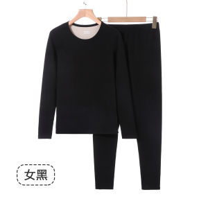 New Antibacterial Cashmere Silk Round Neck Couple Thermal Underwear Set Men Can Wear Outside Women Seamless Hem Bottoming Shirt
