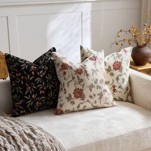 30x50cm/45x45cm/50x50cm Vintage Floral Jacquard Cushion Cover Farmhouse Botanical Decorative Throw Pillow Case Textured Blend Sofa Couch Pillow Cover