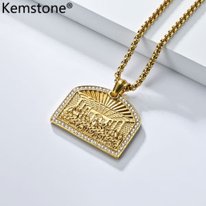Kemstone The Last Supper Stainless Steel Necklace Mens Hip Hop Zircon Pendant Necklace Jewelry