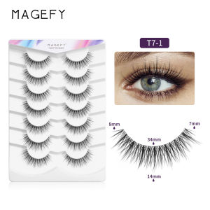 MAGEFY 7 Pairs False Eyelashes Natural Look Set 3D Mink-like Fiber Reusable Eyelashes Extension Set C-Degree Curly Daily Lashes