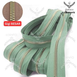 Daun Resleting BESI (2 Arah - GIGI BESAR) No. 5B (463 Sage) EMAS MUDA - Aksesoris Tas (IMPORT)