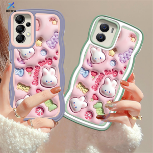 (Lokal Ready) Xinyu Casing hp Samsung A14 A04E A04S A13 A03 A03S A23 A50 A50S A30S A22 A21S A12 A02S A11 A51 A10 A30 A52 A52S M12 A71 A53 A32 M23 5G A33 M11 Pola kartun 3D bayi kelinci manis kesing warna-warni lembut bening pinggiran gelombang Case