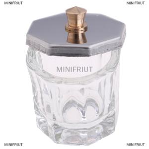 [COD] MINIFRIUT 1x เครื่องมือเครื่องสำอางจานแก้วรูปแปดเหลี่ยมพร้อมฝาโลหะสแตนเลส