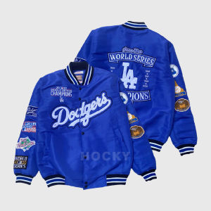 HOCKY - Jacket Varsity Bomber Los Angeles White Pria Wanita Full Bordir Premium  Distro Kekinian