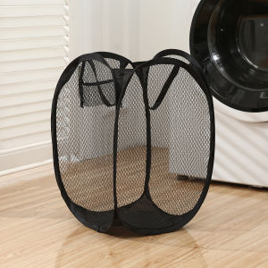 Large Foldable Mesh Laundry Basket Washable Clothes Storage Organizer Space Saving for Bathroom Dorm