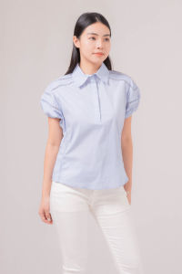 RIMINI - Atasan Wanita Kemeja Non Formal Berlengan Pendek XS-XL - Jeseline Anglaise Puff Sleeves Top 7212