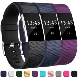 3 Pack Straps for Fitbit Charge 2 Women Men Adjustable Replacement Classic Wristbands Replacement Bands for Fitbit Charge 2 Large Small