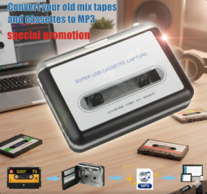 [SG Stock] Super USB Cassette Capture | Portable Tape to MP3 Converter | Walkman Cassette Player with Auto Reverse | Digital Audio Recorder
