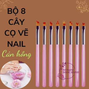 Bộ 8 cây cọ vẽ nail cán hồng đa năng trang trí móng đắp gel vẽ móng nghệ thuật vẽ tranh trang điểm – C016